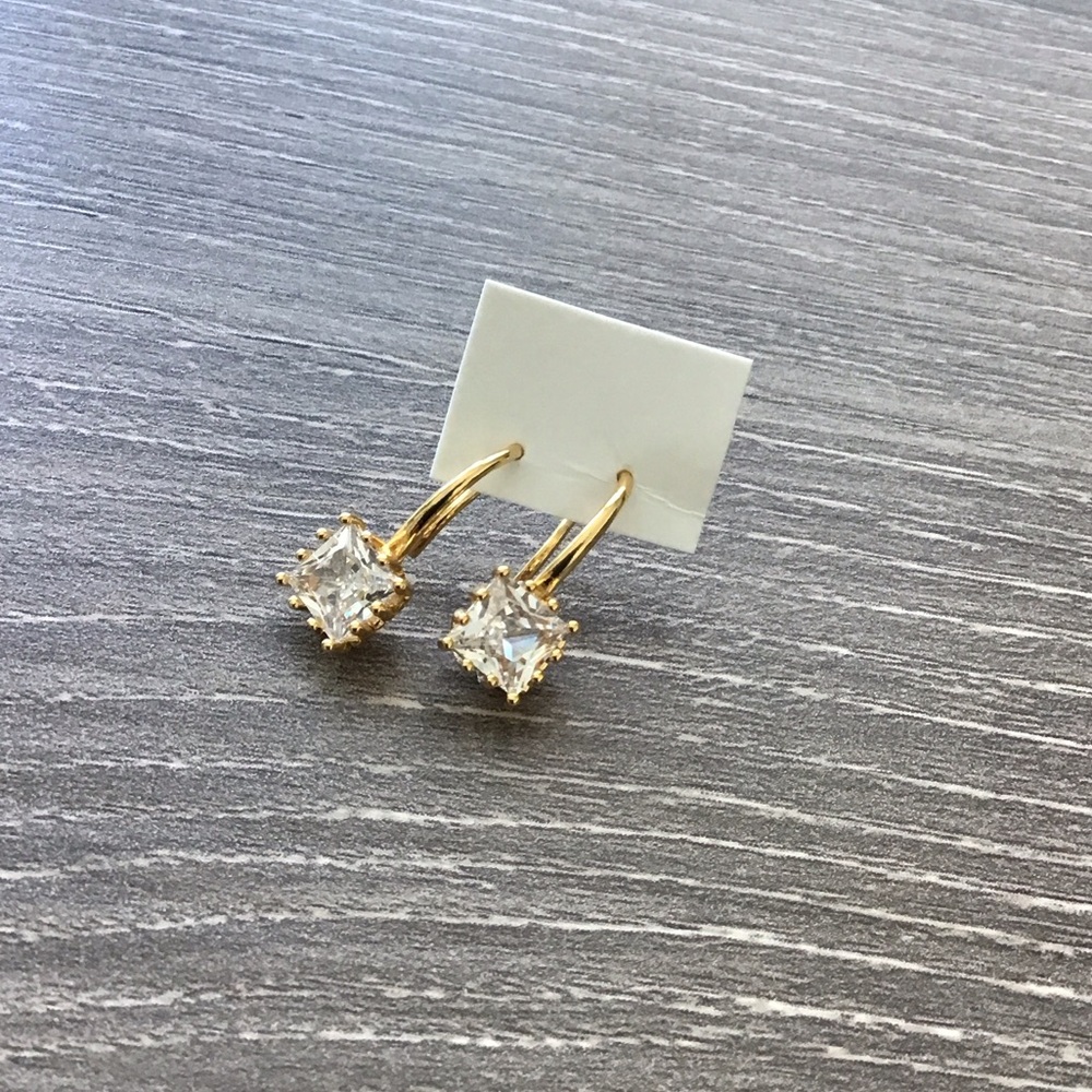 Elegant Gold and Crystal  Square Earrings